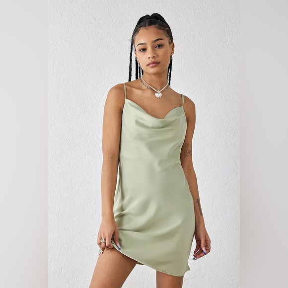 Urban Outfitters Sage Green Mallory Cowl Neck Slip Dress - Picture 1 of 7